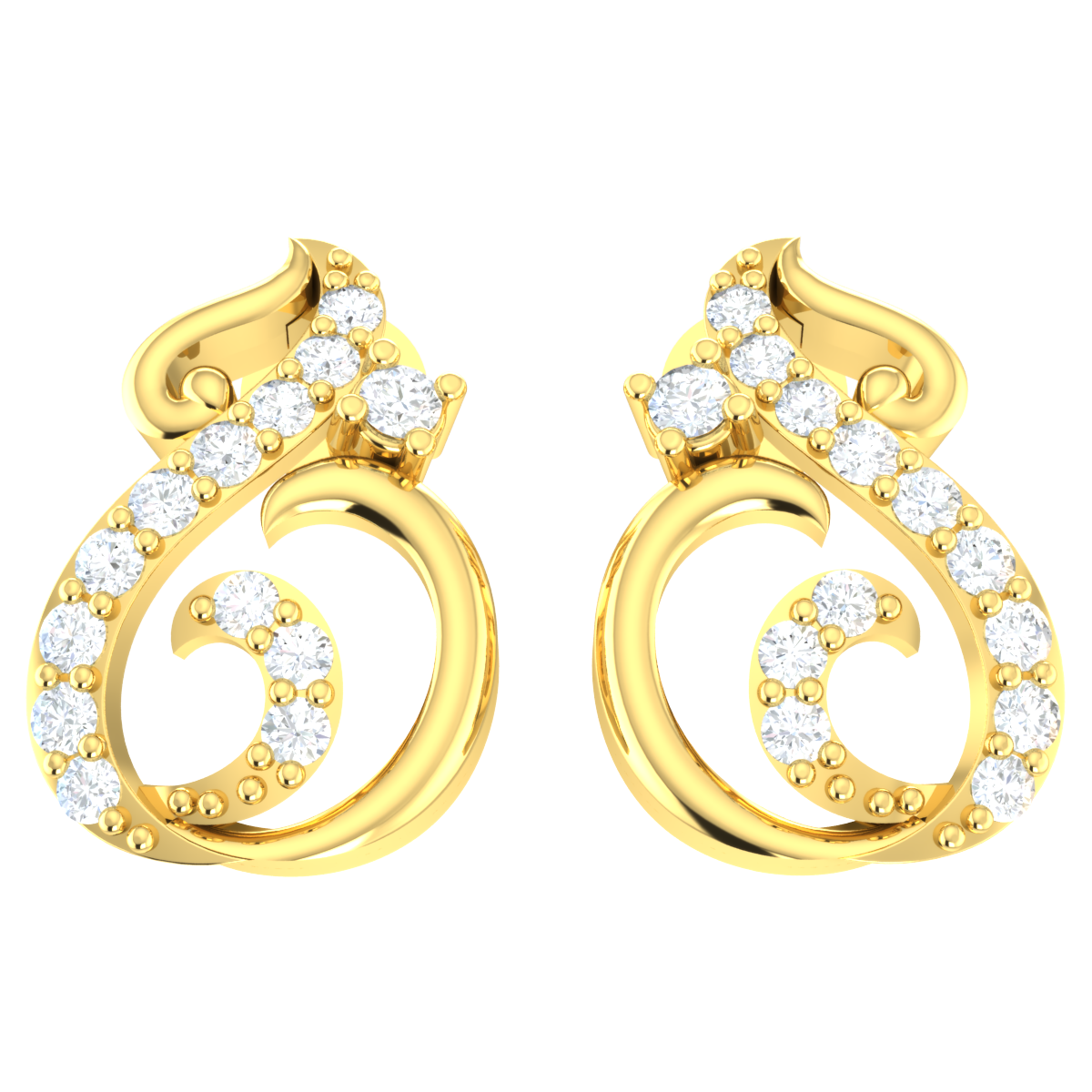 thumbnail 25  - 14K Gold Earrings For Women 0.25ct Natural Round Diamond Swirl Fine Drop GH SI2
