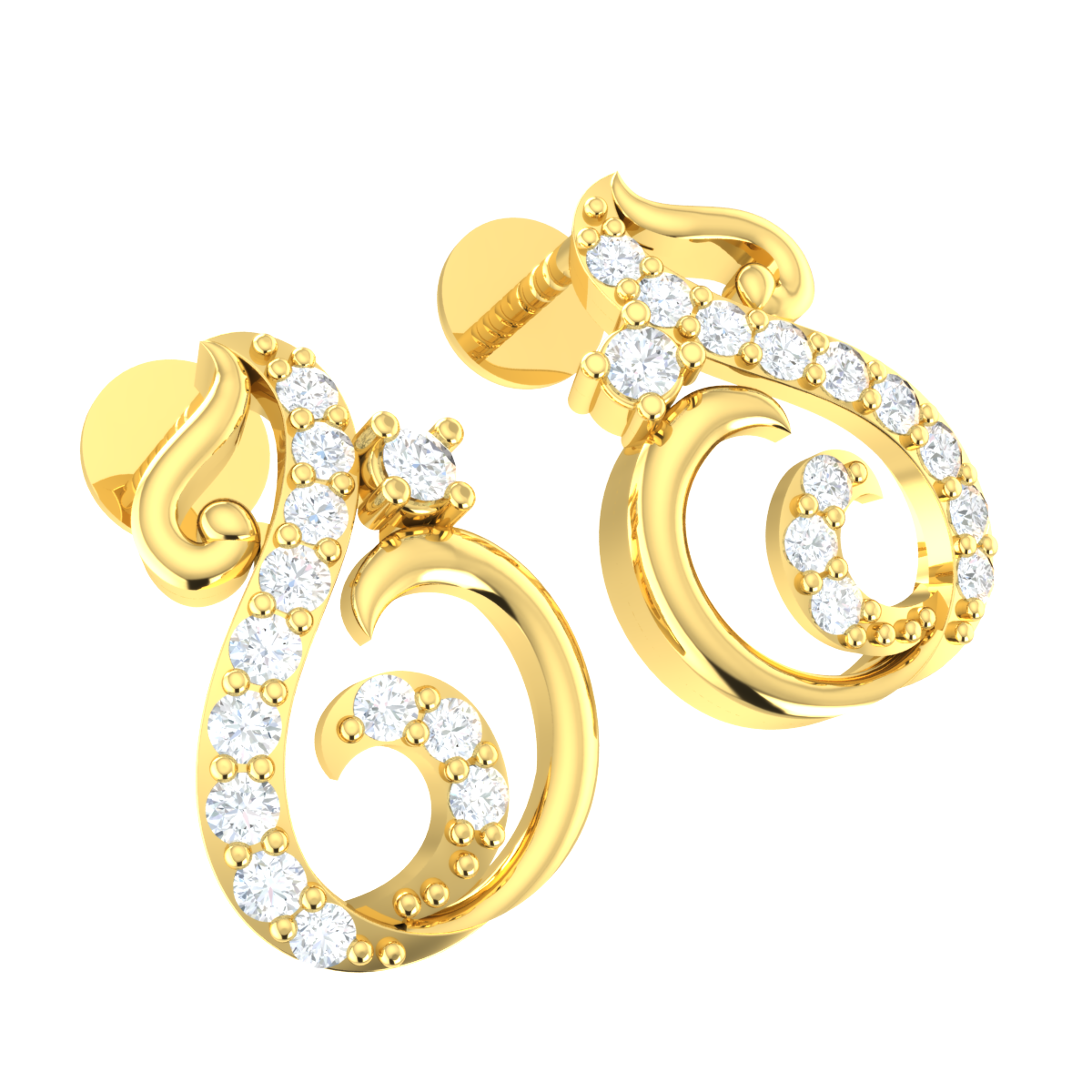 thumbnail 26  - 14K Gold Earrings For Women 0.25ct Natural Round Diamond Swirl Fine Drop GH SI2