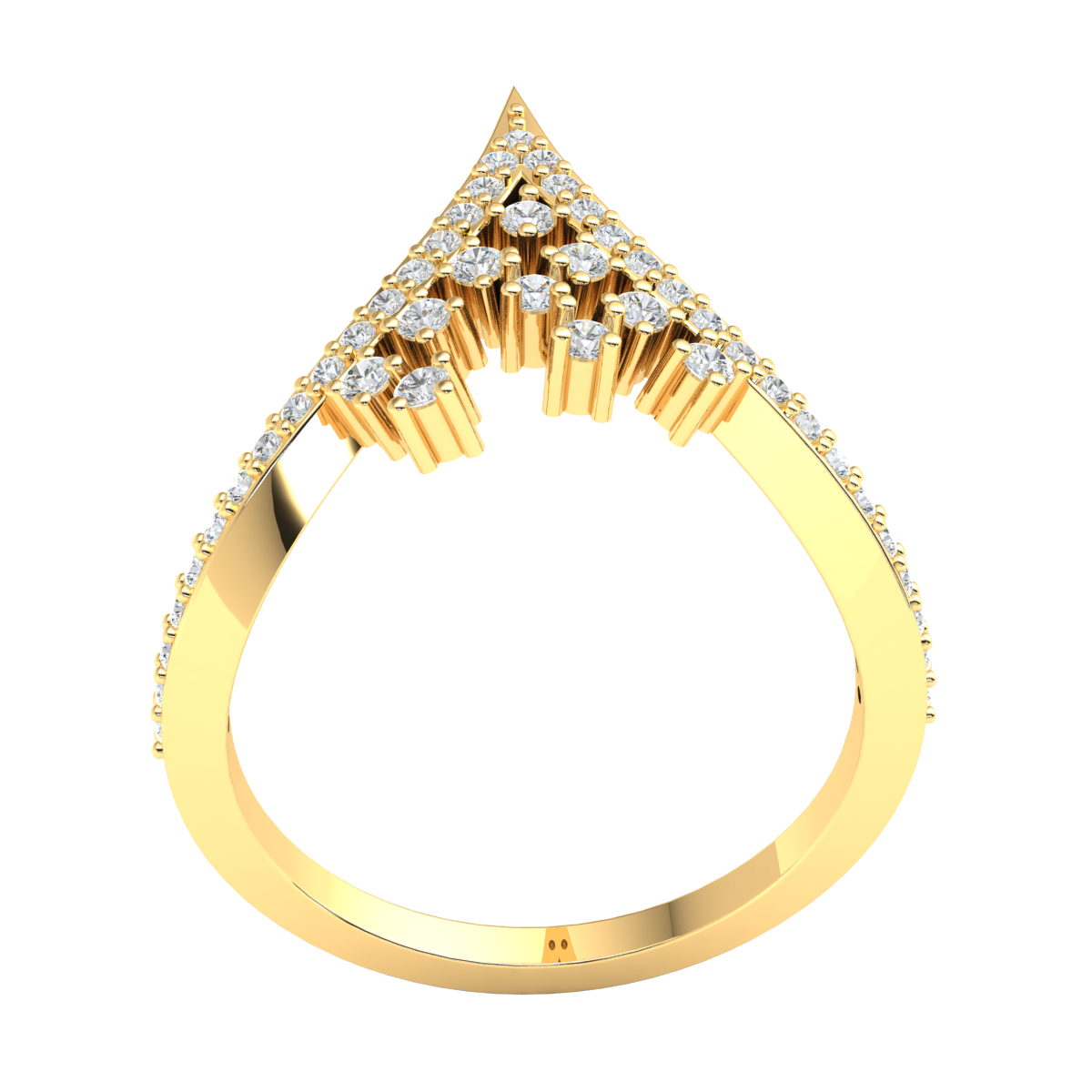 Natural 0.4ct Round Diamond VShaped 14k Gold Engagement Ring For Women