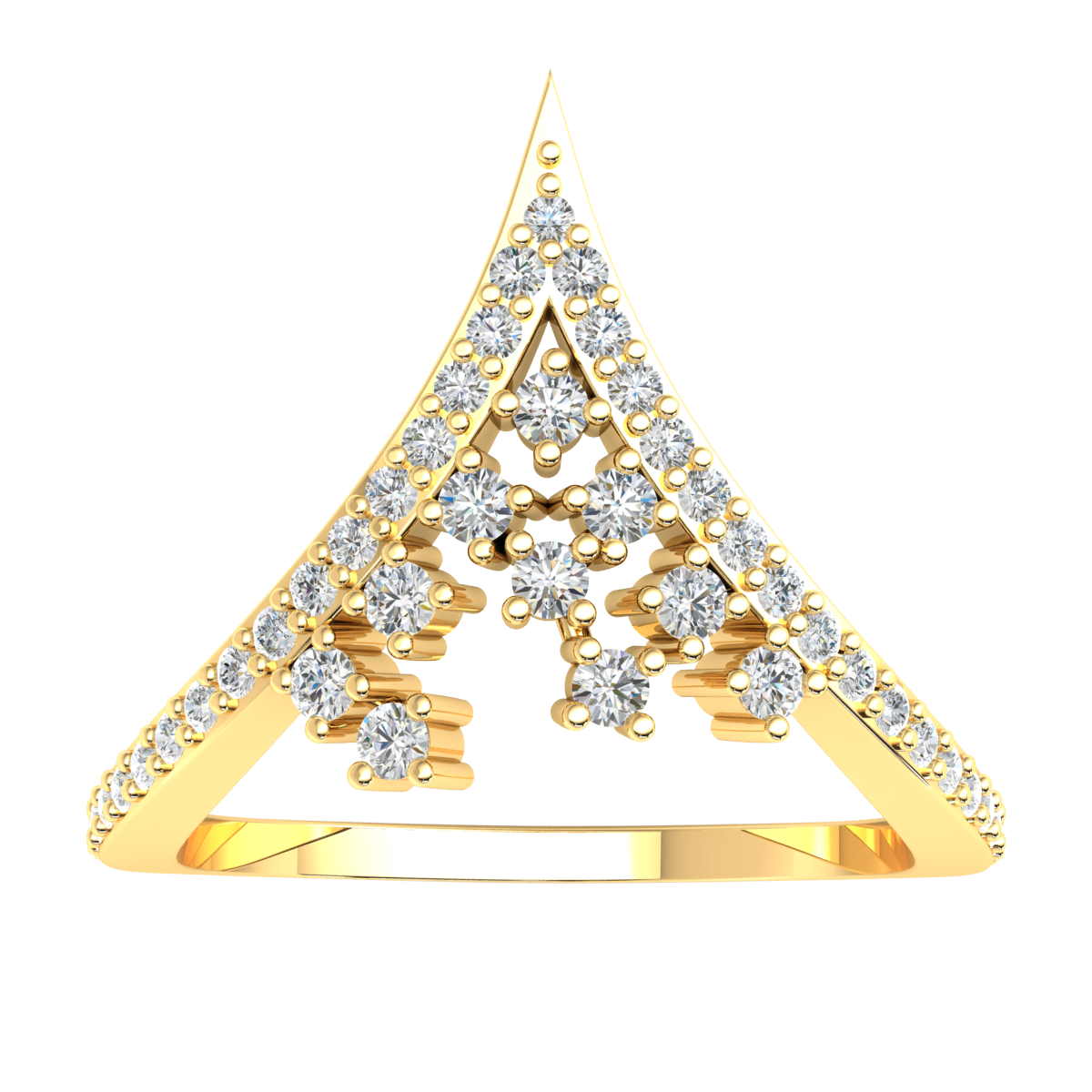 Natural 0.4ct Round Diamond VShaped 14k Gold Engagement Ring For Women