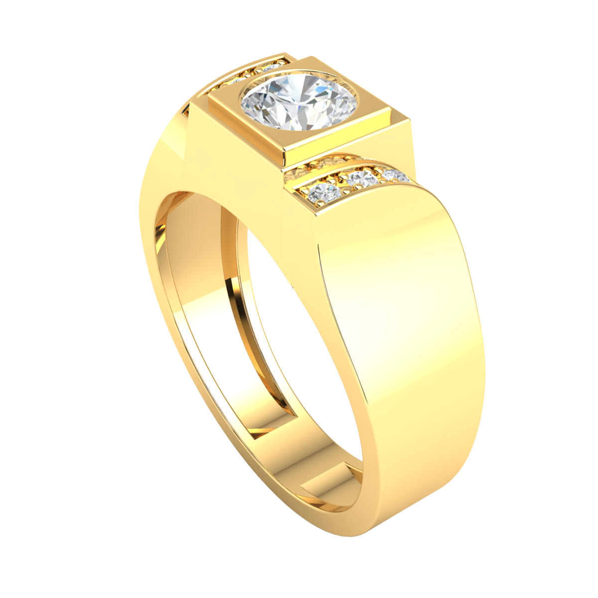 Lumen 10K Yellow Gold Flush-Set Diamond Solitaire Wedding Ring For Men -  Bijouterie Langlois